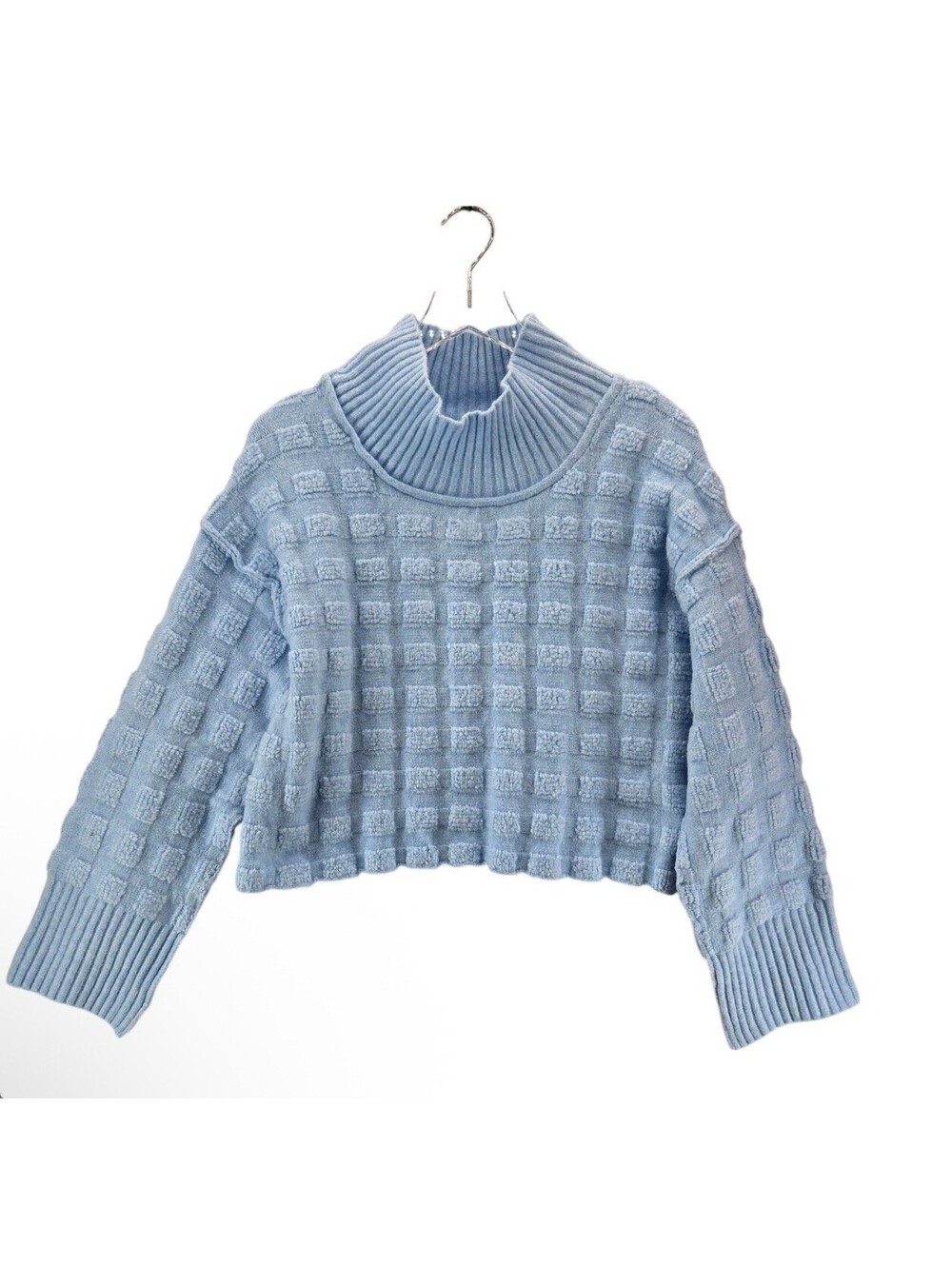 Free People We The Free Soul Searcher Sweater Size XS Light Blue Relaxed Cropped